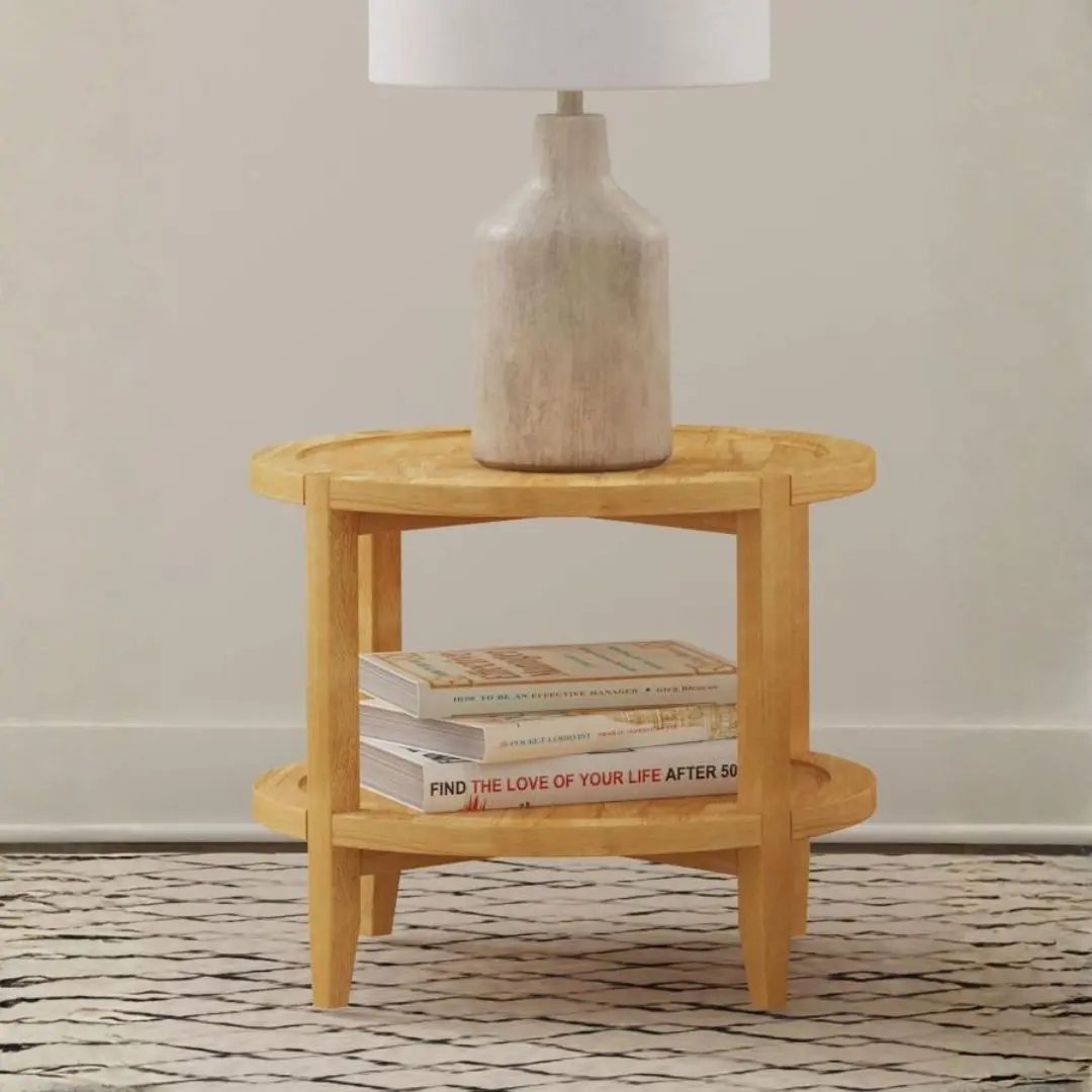Camillo Round Solid Wood Maple End Table By Coaster Furniture | Mobilia Cleopatra 3 Maple End Table