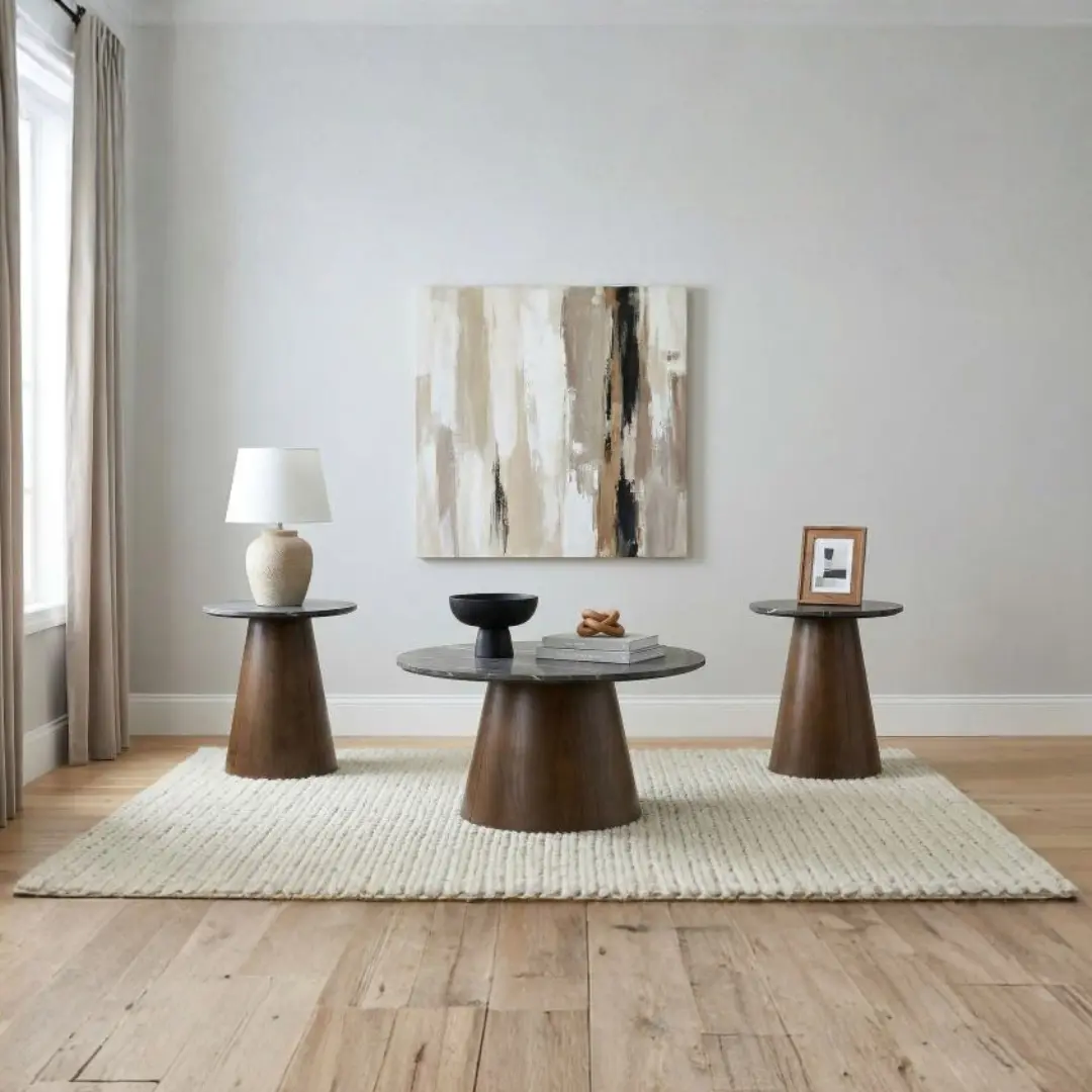 Franklin 3-Piece Round Coffee Table Set By Coaster Furniture | Mobilia Cleopatra 3 Round Coffee Table Set