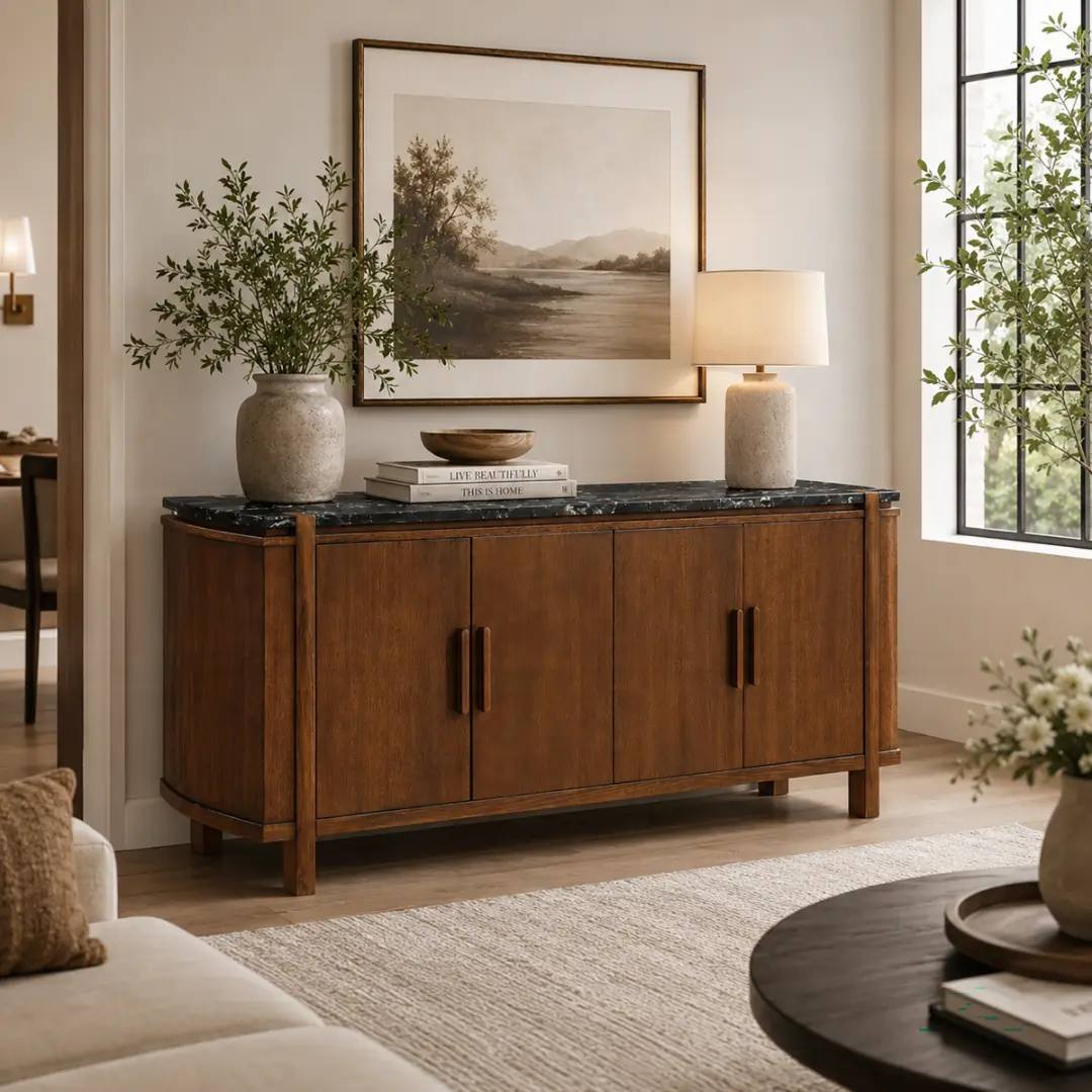 Estella Marble Buffet Cabinet By Acme | Mobilia Cleopatra 3 Marble Buffet Cabinet
