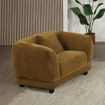 Brown Chenille Chair with Pillow