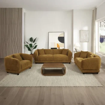 Brown Chenille Sofa Set
