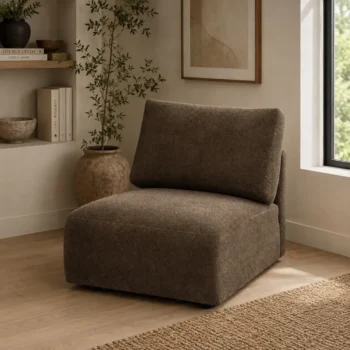 Brown Modular Armless Chenille Chair