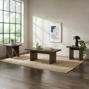Wood Coffee Table Set of 3 for Living Room