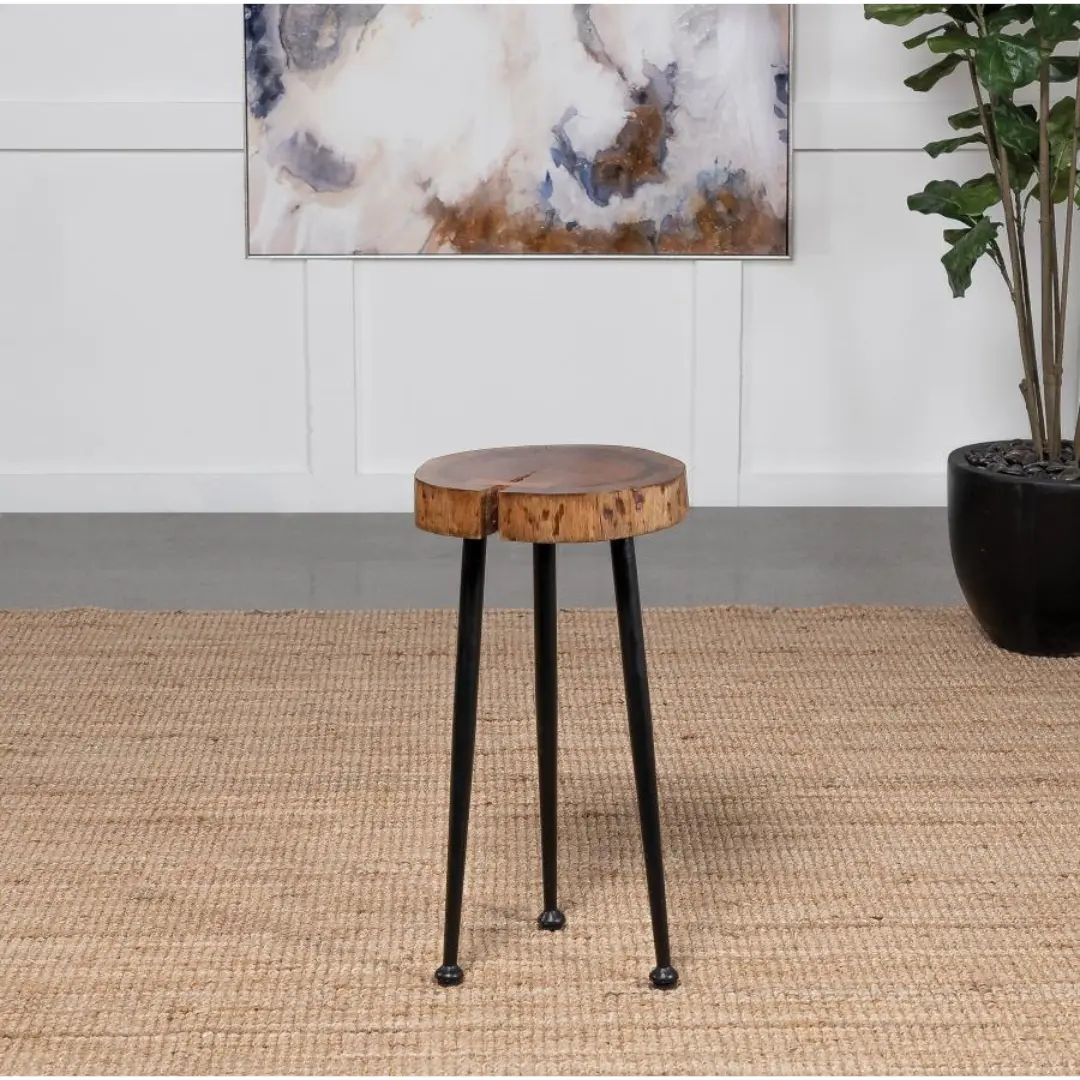 Keith Wood Round Side Table Natural And Black By Coaster Furniture | Mobilia Cleopatra 3 Wood Round Side Table