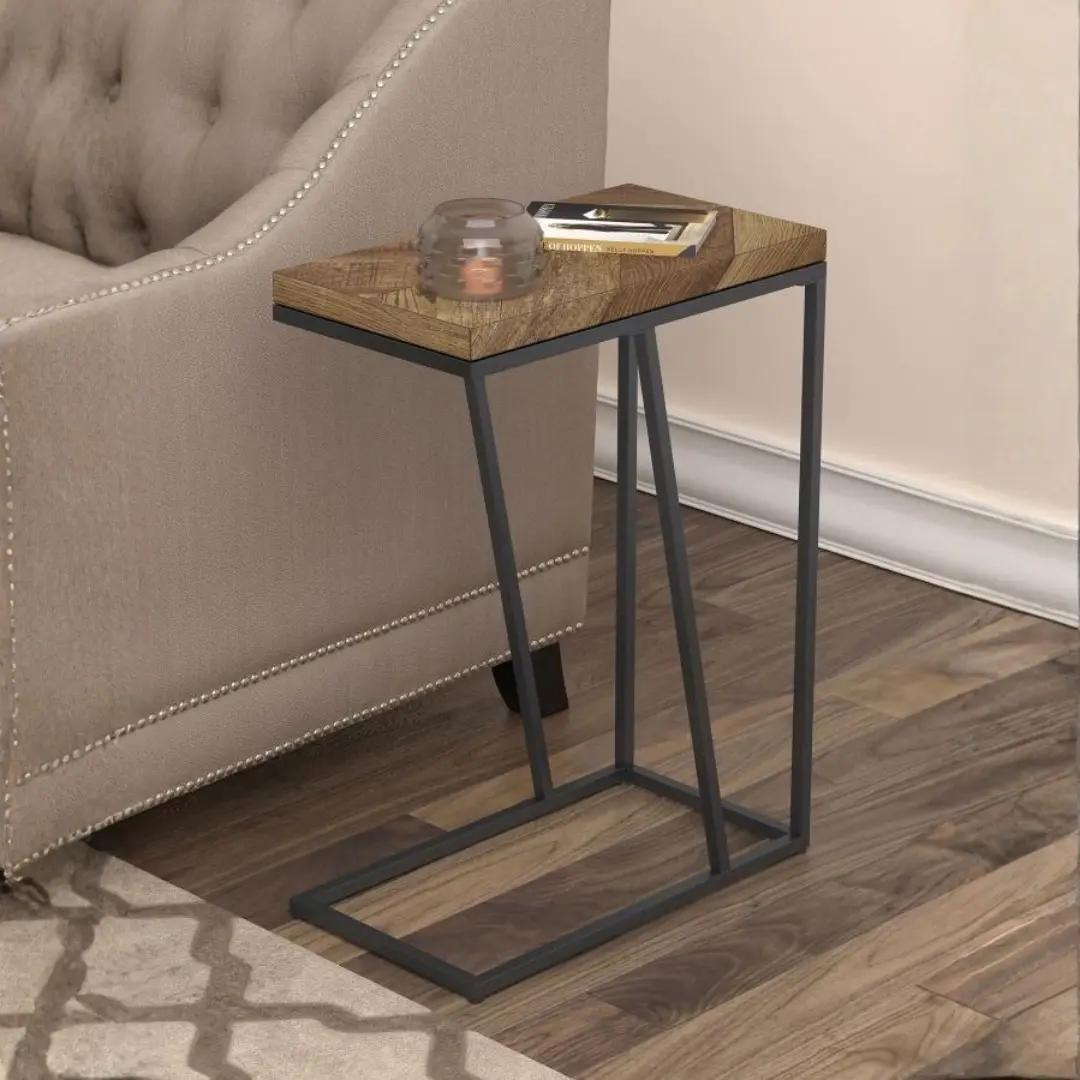 Sergio C Shaped Side Table Rustic Tobacco By Coaster Furniture | Mobilia Cleopatra 3 C Shaped Side Table