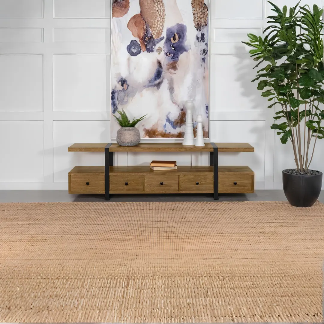 Otto 5-Drawer Brown Tv Console By Coaster Furniture | Mobilia Cleopatra 3 Brown TV Console