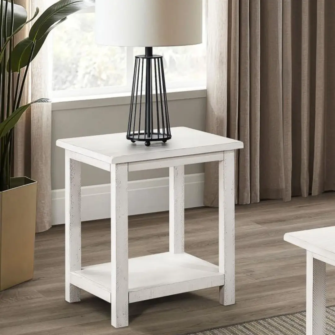 Payne Distressed White End Table By Coaster Furniture | Mobilia Cleopatra 3 Distressed White End Table