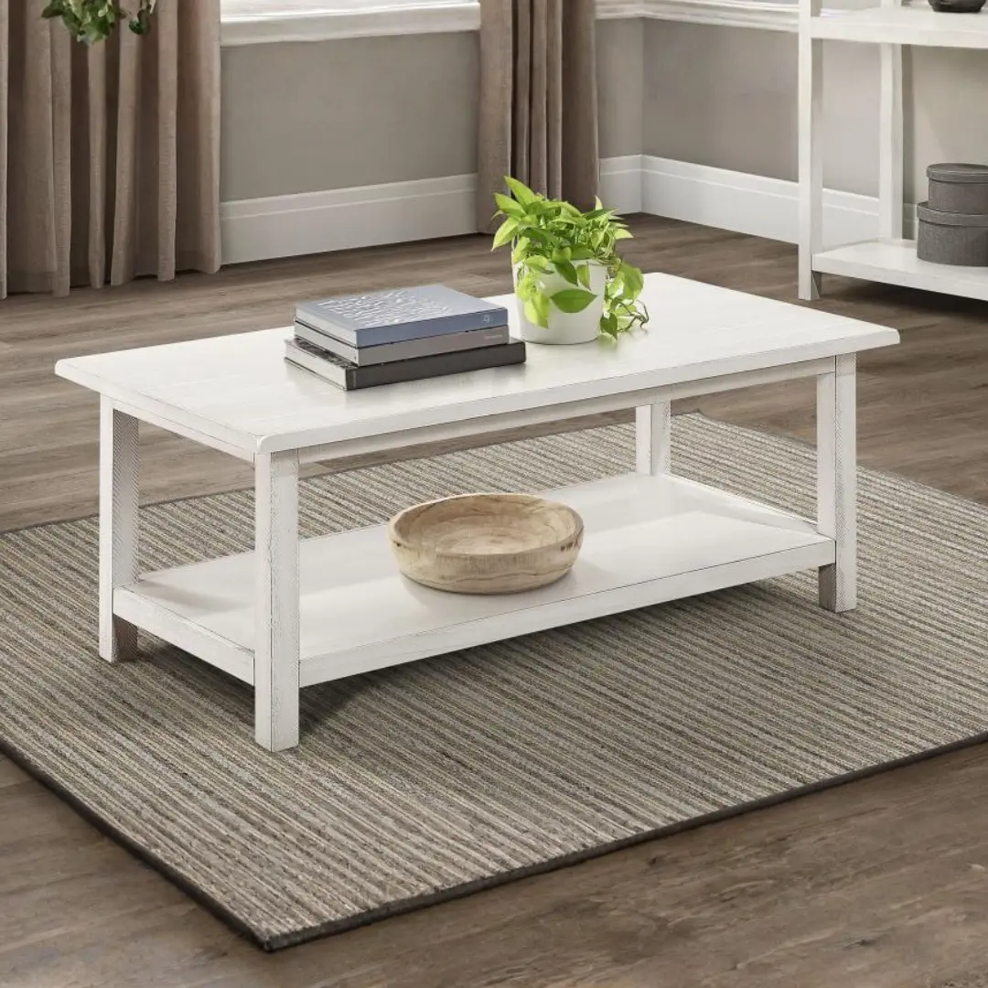 Payne Distressed Wood Coffee Table With Shelf By Coaster Furniture | Mobilia Cleopatra 3 Distressed Wood Coffee Table