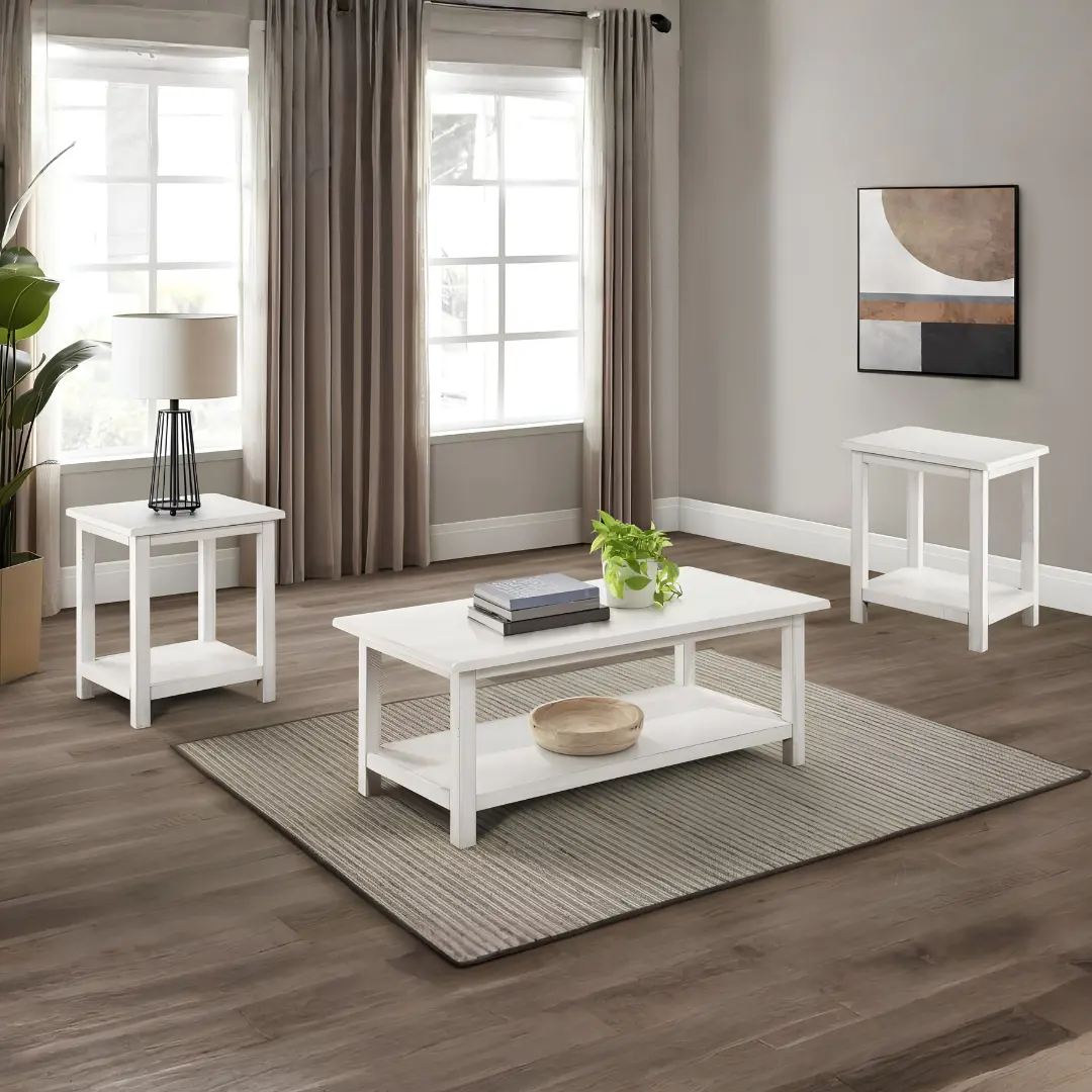 Payne 3-Piece Farmhouse Coffee Table Set By Coaster Furniture | Mobilia Cleopatra 3 3-Piece Farmhouse Coffee Table Set