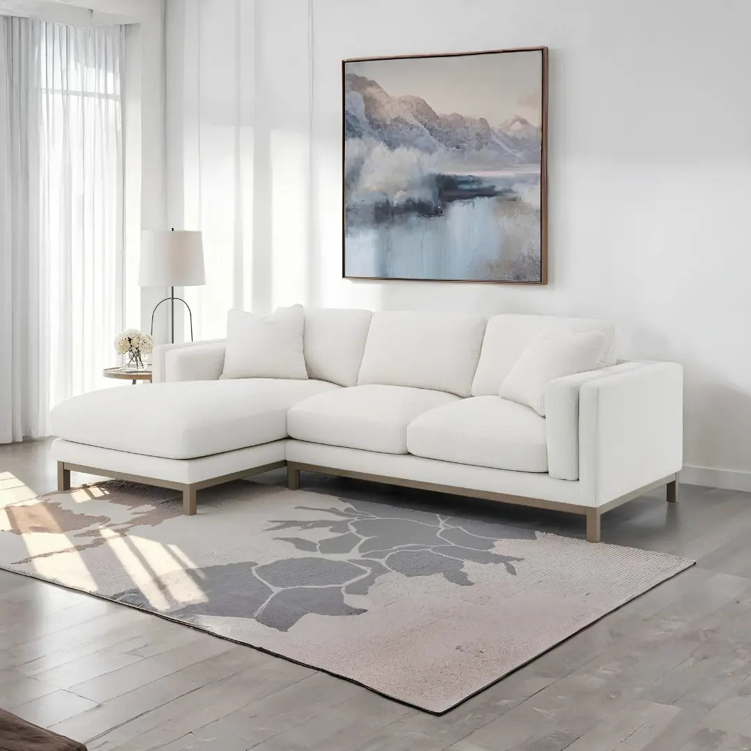 Geneva Boucle Upholstered Sofa Chaise Sectional By Coaster Furniture | Mobilia Cleopatra 3 Sofa Chaise Sectional