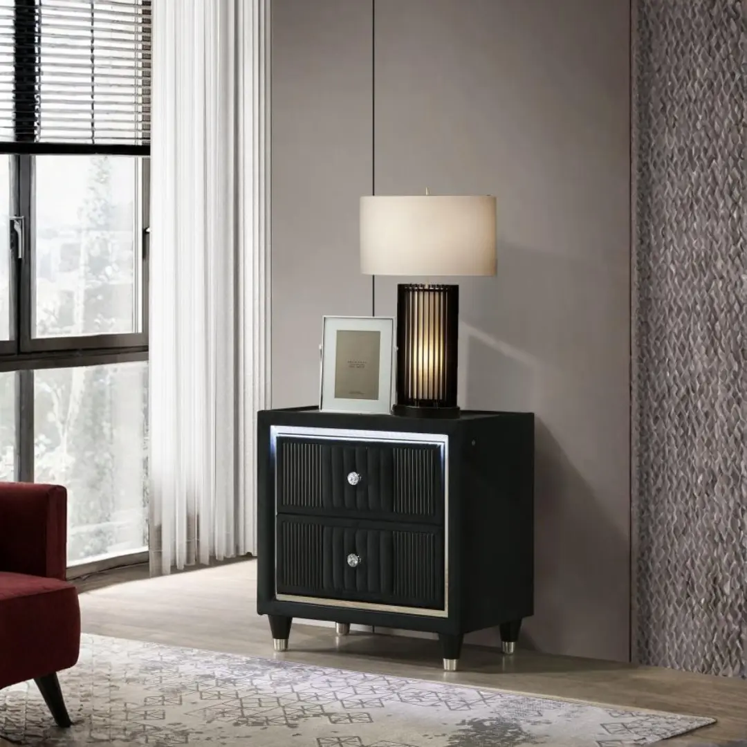Ravenne Black Nightstand With Usb By Coaster Furniture | Mobilia Cleopatra 3 Black Nightstand