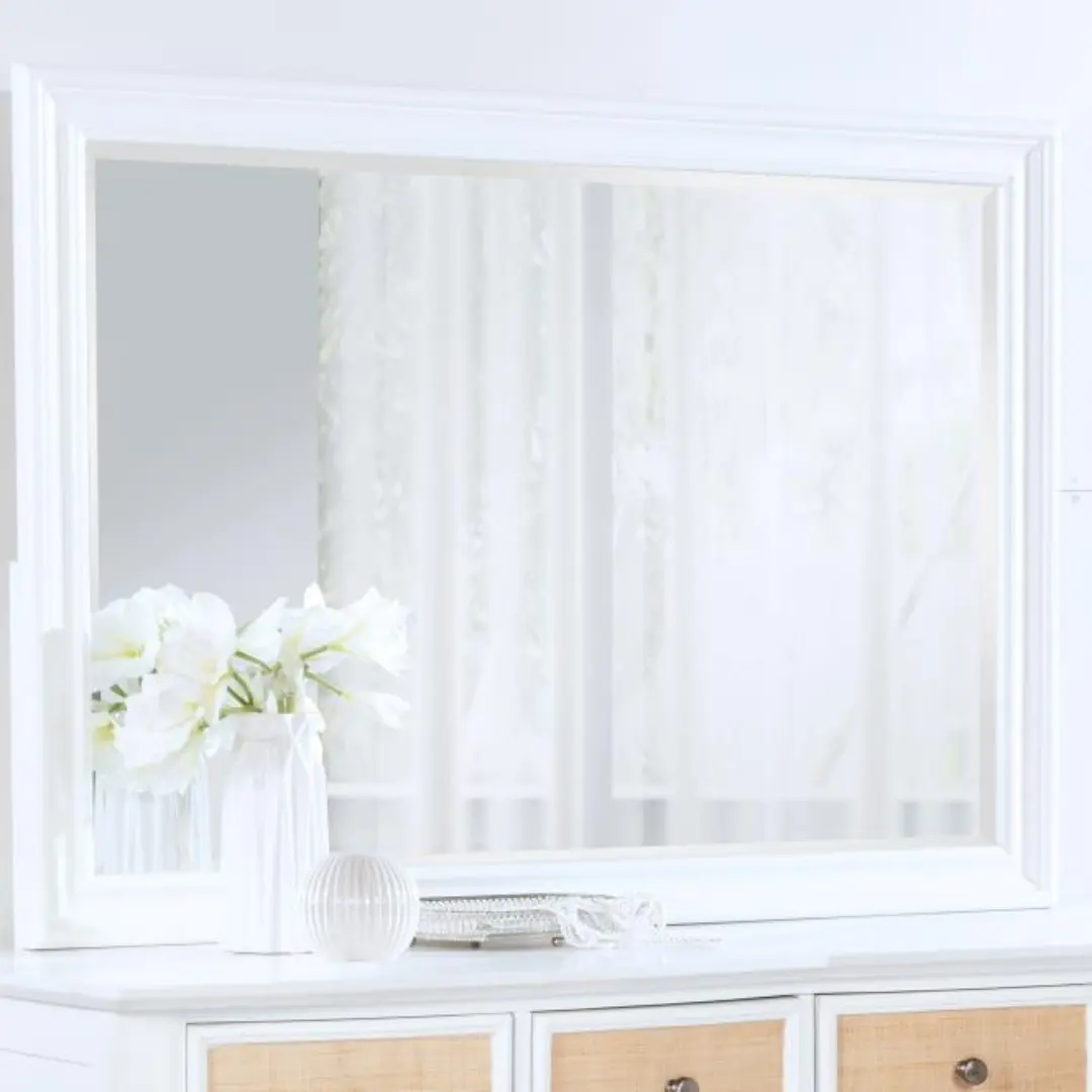 Bexhill Dresser Mirror White By Coaster Furniture | Mobilia Cleopatra 3 Dresser Mirror White
