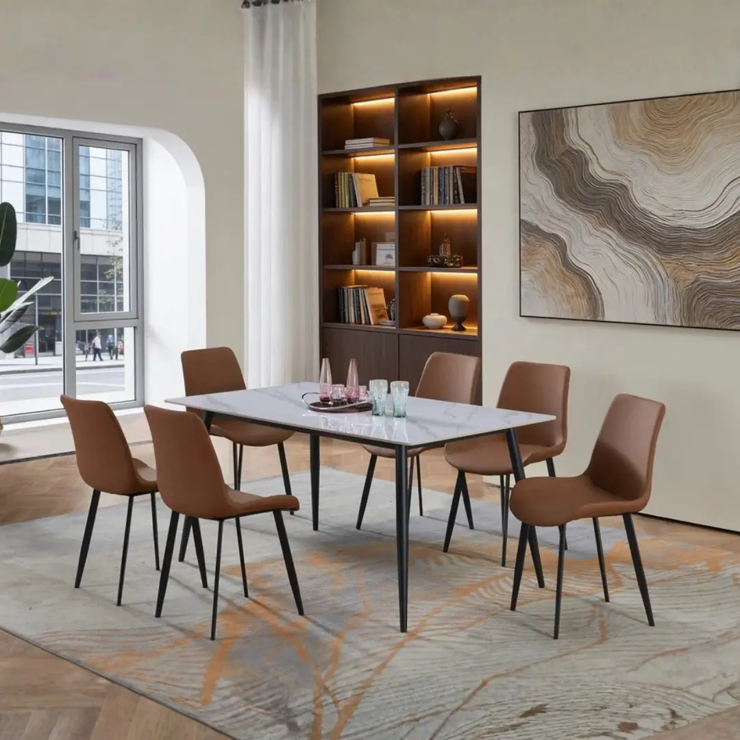 Modern 7 Piece Dining Table Set By Mcferran | Mobilia Cleopatra 3 7 Piece Dining Table Set