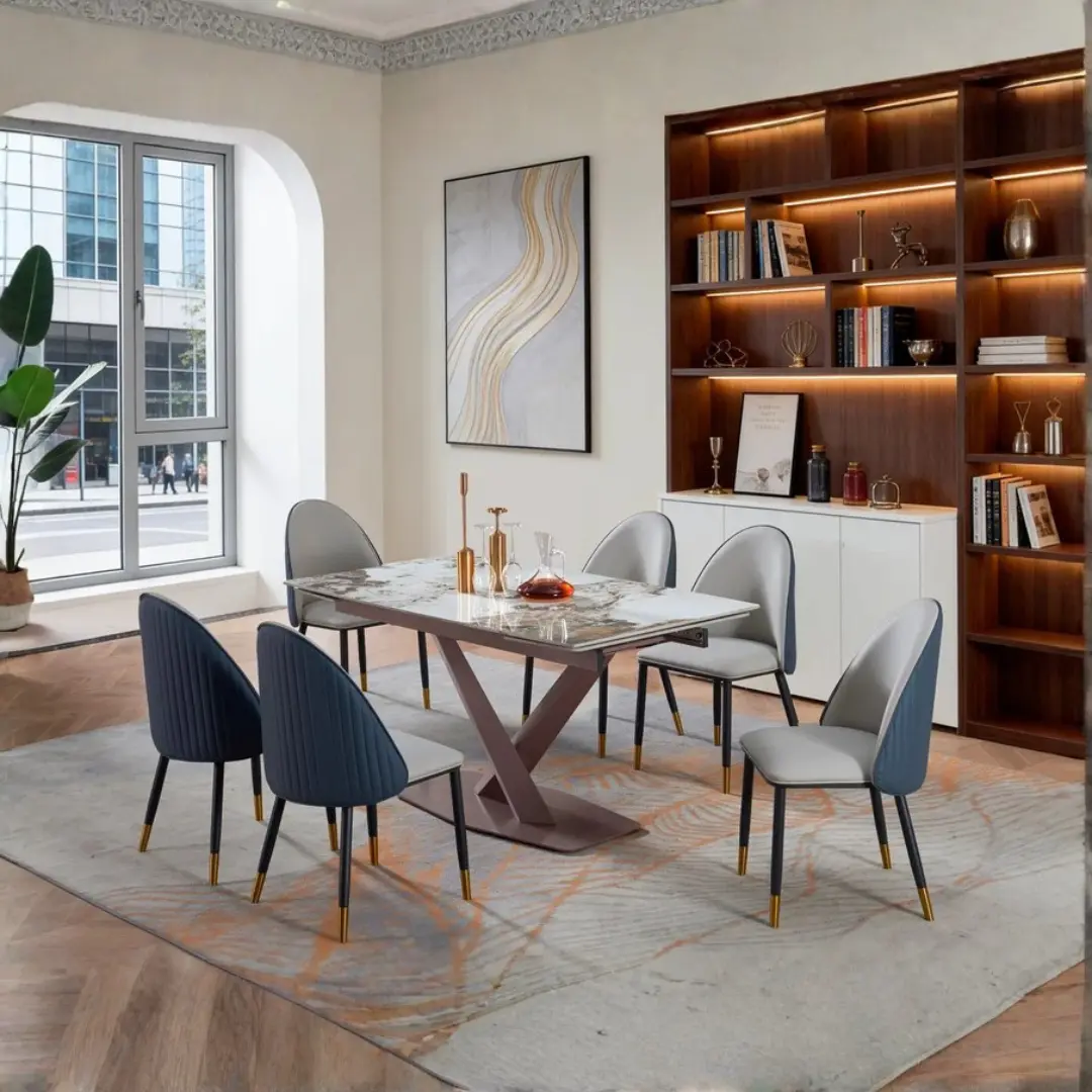 Modern 6 Seater Dining Set By Mcferran | Mobilia Cleopatra 3 6 Seater Dining Set