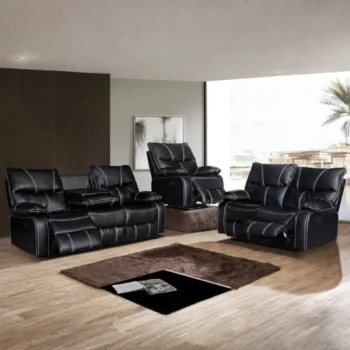 Black Leather Sofa Recliner Set