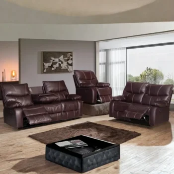 Brown Leather Recliner Sofa Set