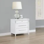 3 Drawer White Nightstand