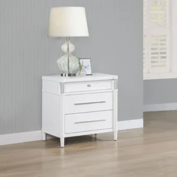 3 Drawer White Nightstand