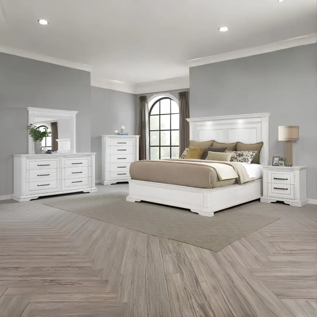 Mckinney Vintage White Bedroom Set By Coaster Furniture | Mobilia Cleopatra 3 Vintage White Bedroom Set