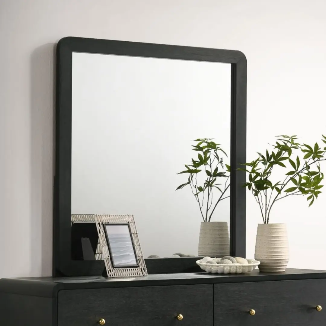 Cavelle Dresser Mirror Black By Coaster Furniture | Mobilia Cleopatra 3 Dresser Mirror Black