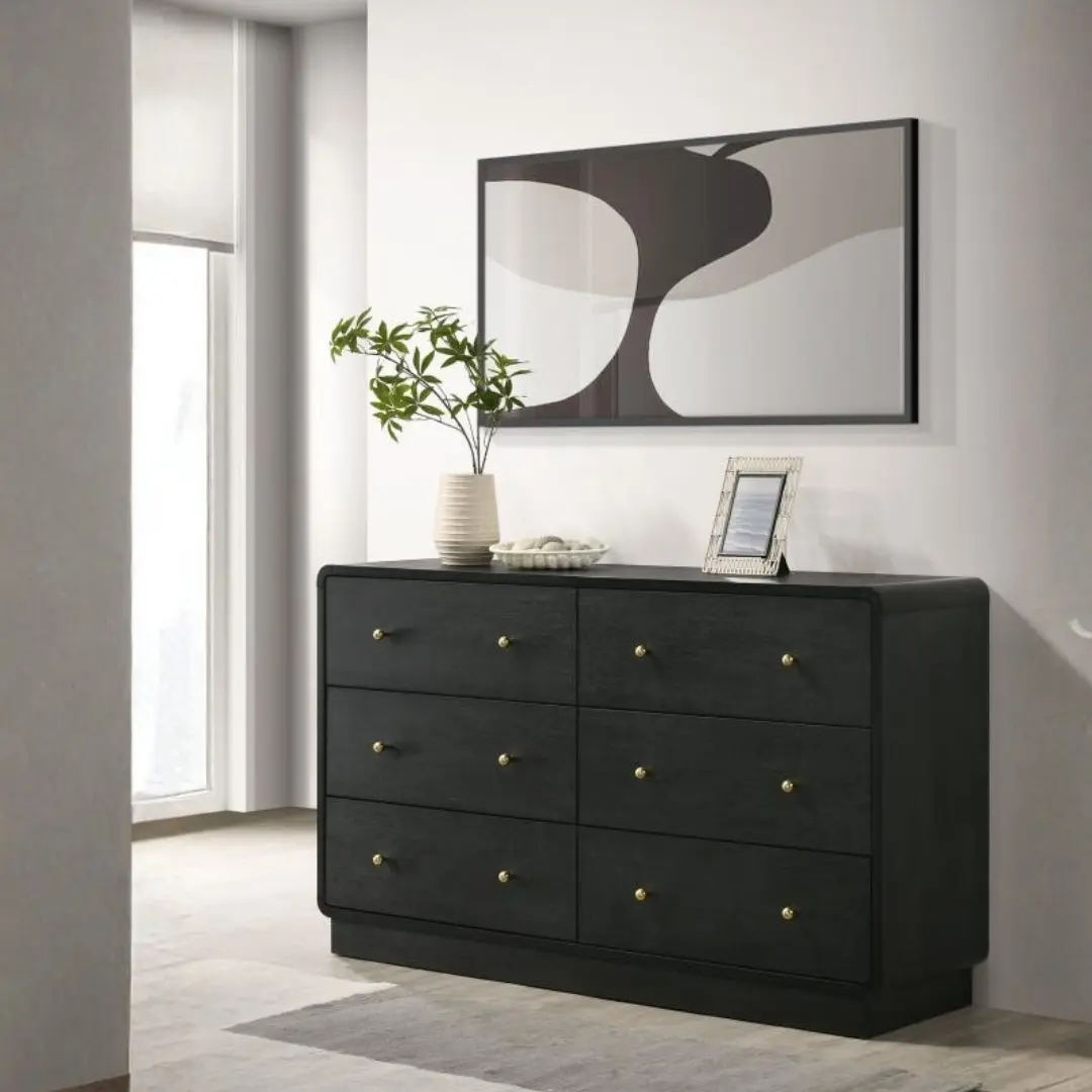 Cavelle Black Dresser 6 Drawer By Coaster Furniture | Mobilia Cleopatra 3 Black Dresser 6 Drawer