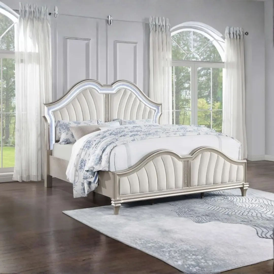 Evangeline Bed Frame Wood With Led By Coaster Furniture | Mobilia Cleopatra 3 Bed Frame Wood