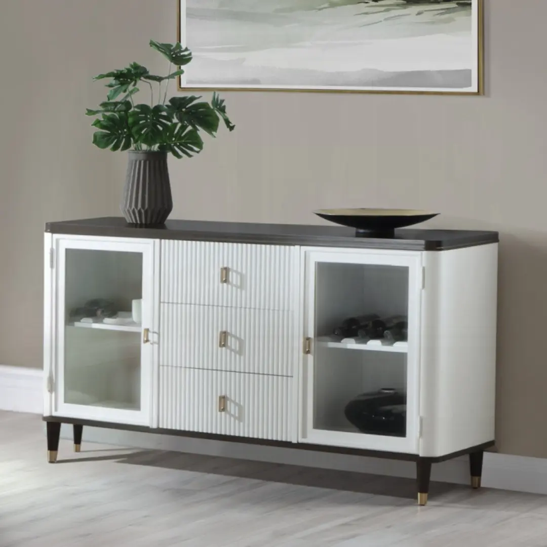 Carena Server Sideboard In White And Walnut By Acme | Mobilia Cleopatra 3 Server Sideboard