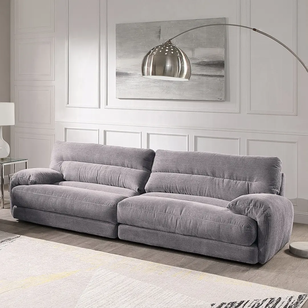 Cadenza Gray Corduroy Sofa By Acme | Mobilia Cleopatra 3 Gray Corduroy Sofa
