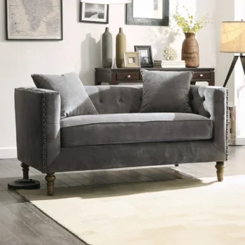 Gray Velvet Loveseat