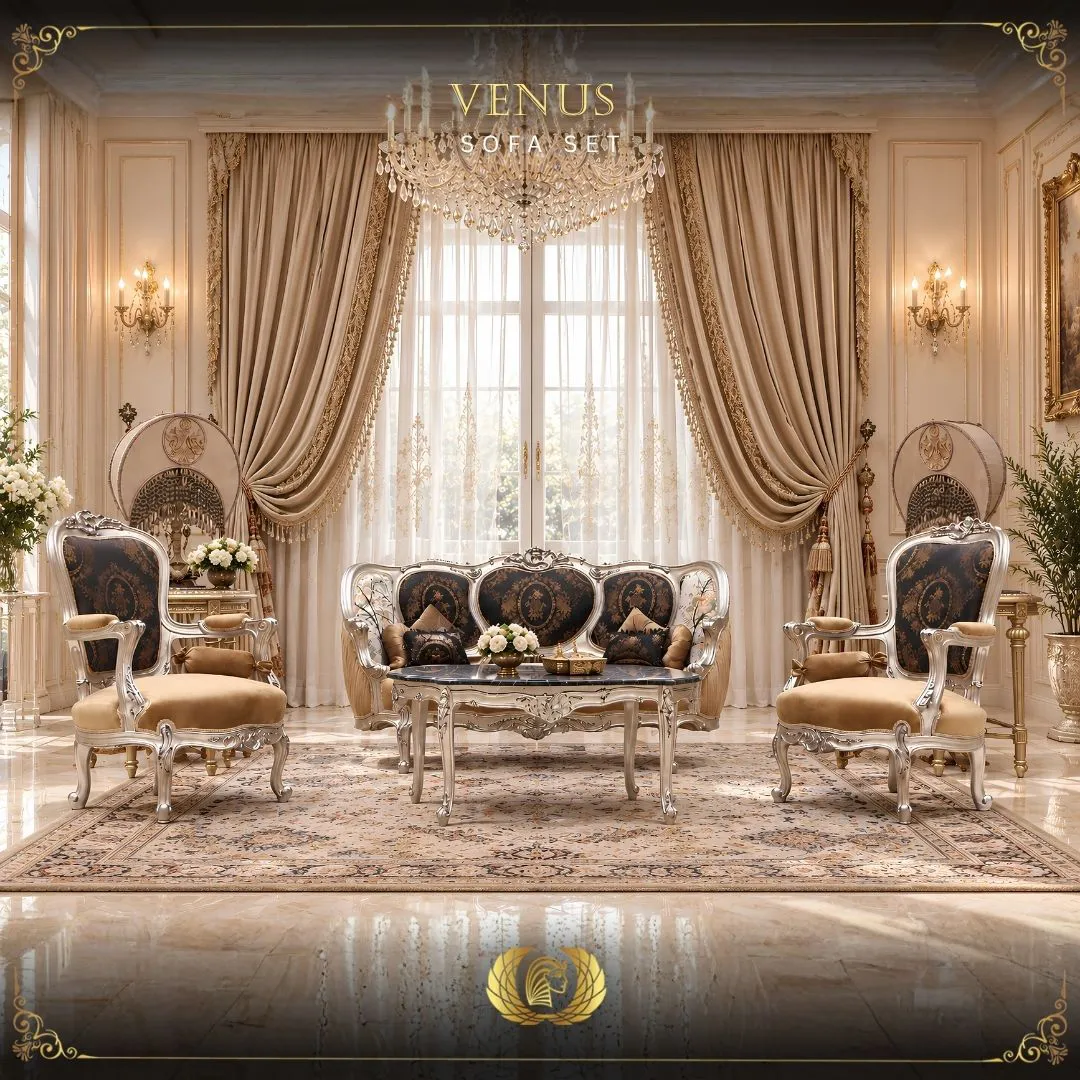 4Pcs Handmade Champaign Venus Sofa Set | Mobilia Cleopatra 3 Venus Sofa Set