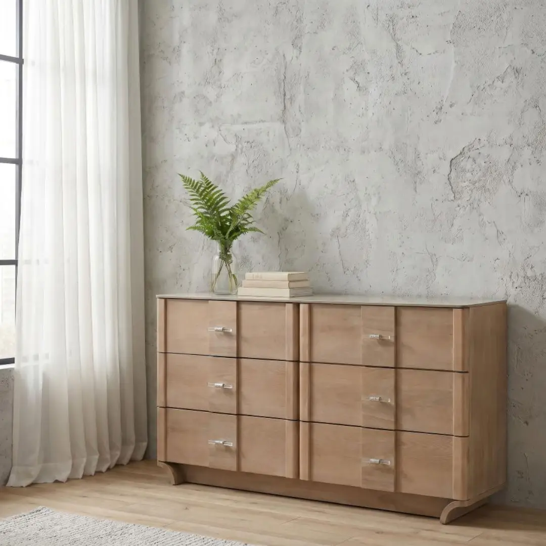 Leanne Sinter Stone Top Light Oak Dresser By Coaster Furniture | Mobilia Cleopatra 3 Light Oak Dresser