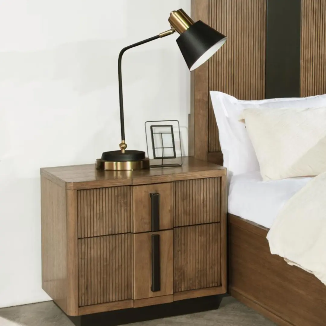 Terrace Ash Brown Nightstand With Charger By Coaster Furniture | Mobilia Cleopatra 3 Nightstand with Charger