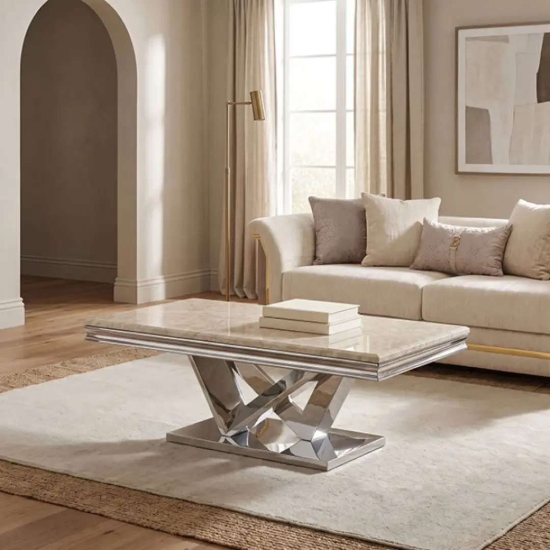 Villarsglane Chrome Coffee Table By Furniture Of America | Mobilia Cleopatra 3 Chrome Coffee Table