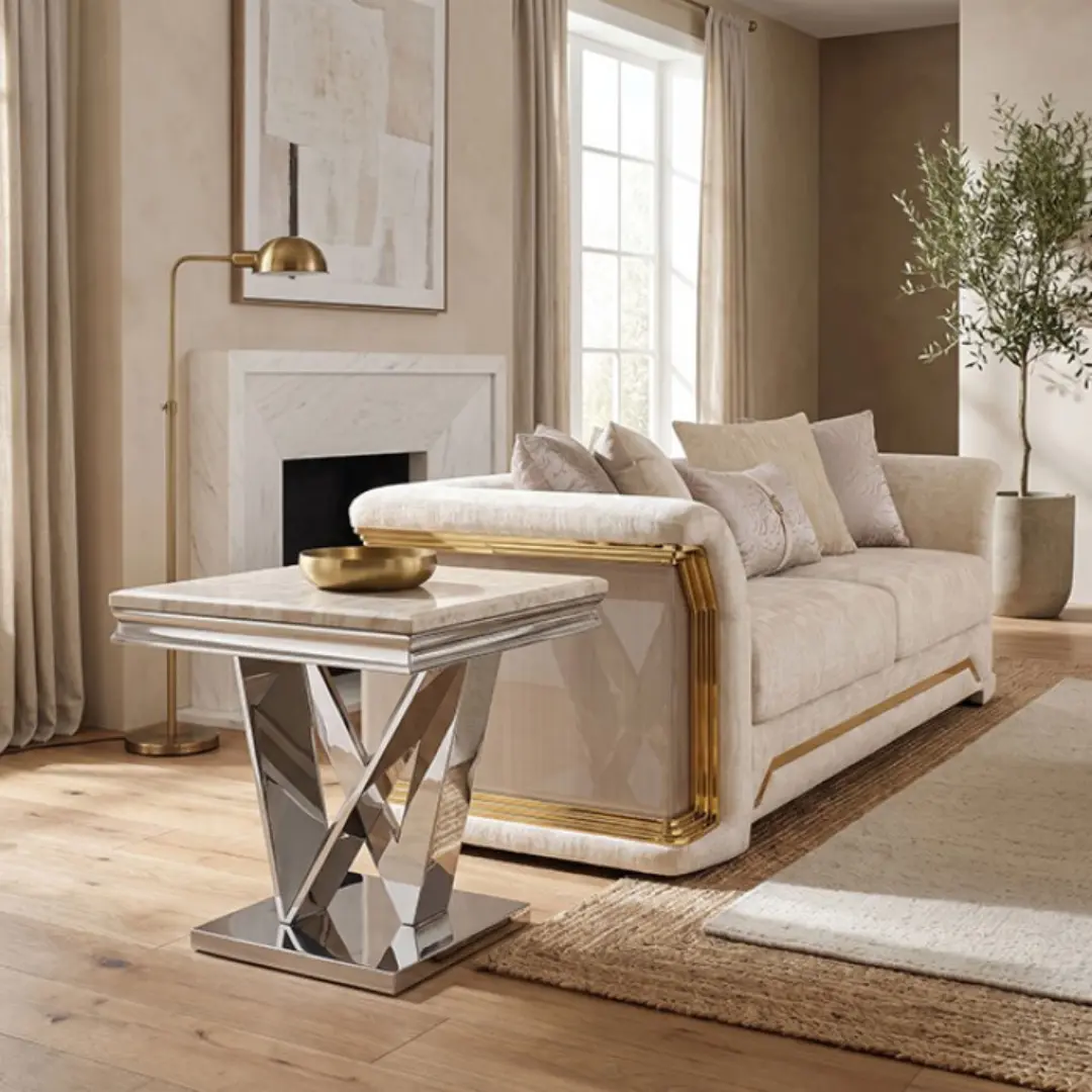 Villarsglane Chrome End Table By Furniture Of America | Mobilia Cleopatra 3 Chrome End Table