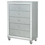 Gunnison 5 Drawer Silver Metallic Chest By Coaster Furniture – Bedroom Chest of Drawers – View 3