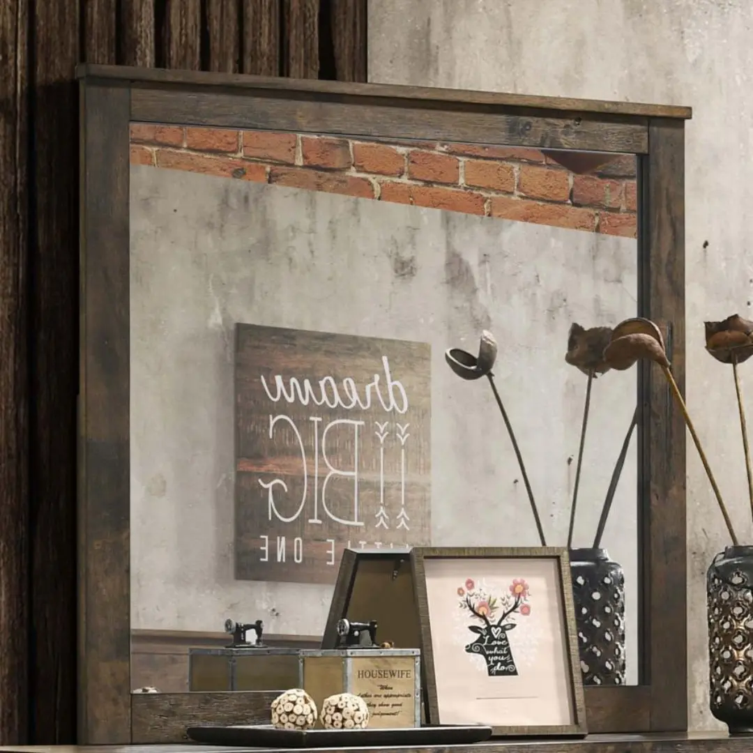 Woodmont Dresser Mirror Rustic Golden Brown By Coaster Furniture | Mobilia Cleopatra 3 Dresser Mirror Rustic Golden Brown