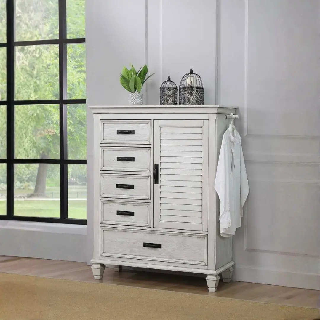 Franco Distressed White Chest By Coaster Furniture | Mobilia Cleopatra 3 Distressed White Chest
