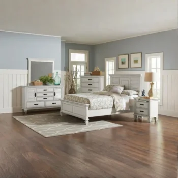 Distressed White Bedroom Set