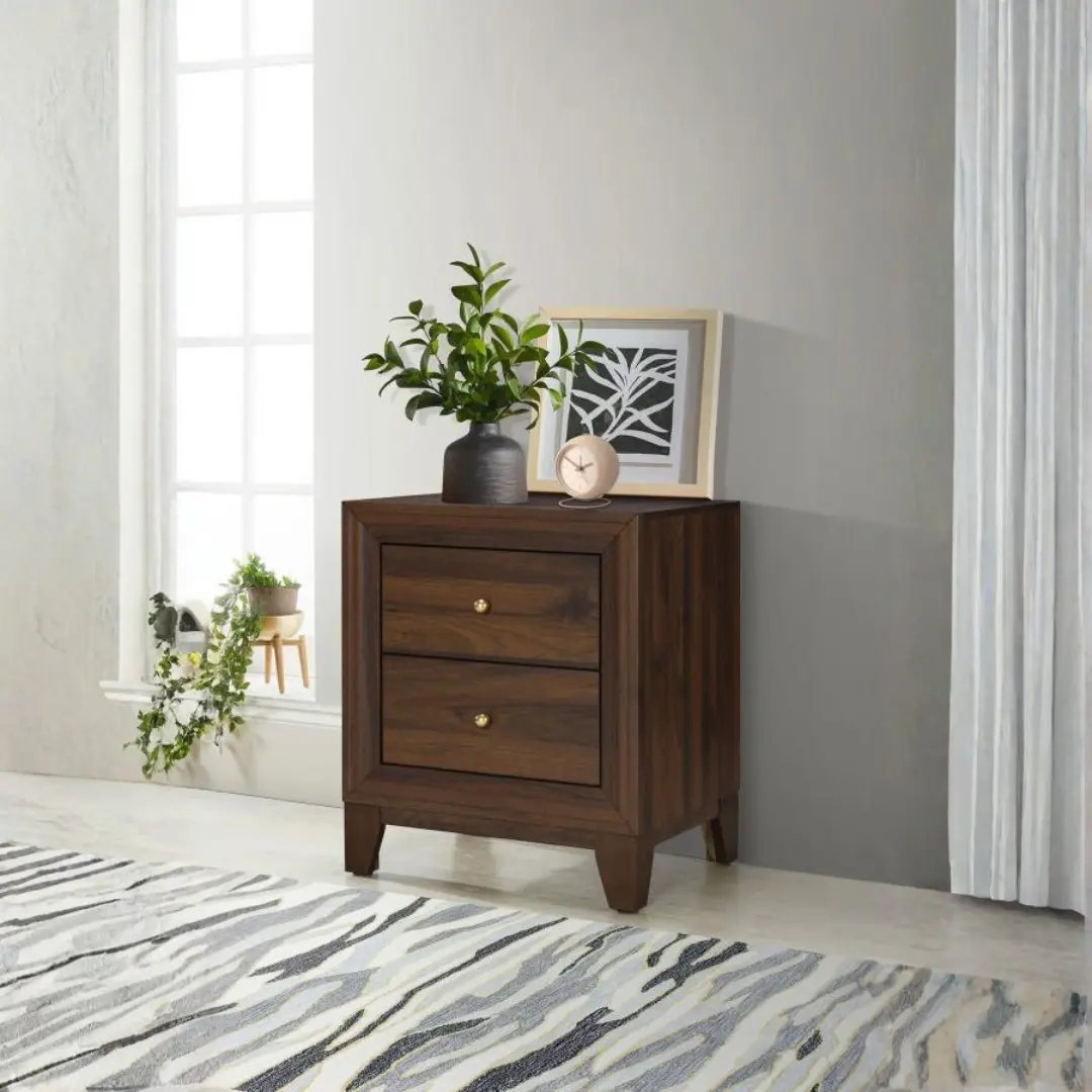 Welsley 2 Drawer Walnut Nightstand By Coaster Furniture | Mobilia Cleopatra 3 Walnut Nightstand