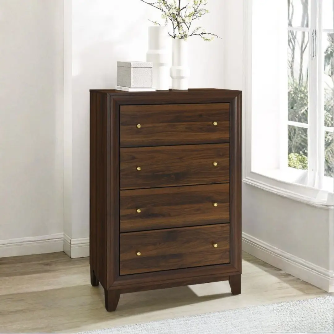 Welsley Walnut Chest Of Drawers By Coaster Furniture | Mobilia Cleopatra 3 Walnut Chest of Drawers