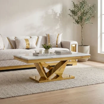 marble and gold coffee table set