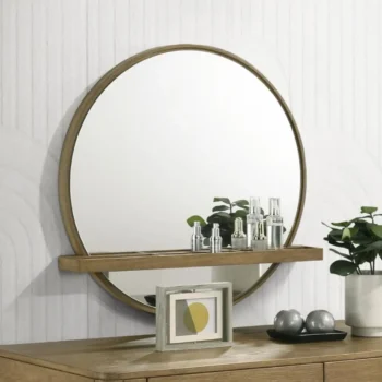 Round Wall Mirror with Shelf