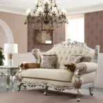 Custom furniture designed around a living room wall