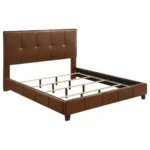 Farrell Brown Leather Upholstered Bed By Coaster Furniture - Image 2