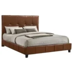 Farrell Brown Leather Upholstered Bed By Coaster Furniture - Image 3