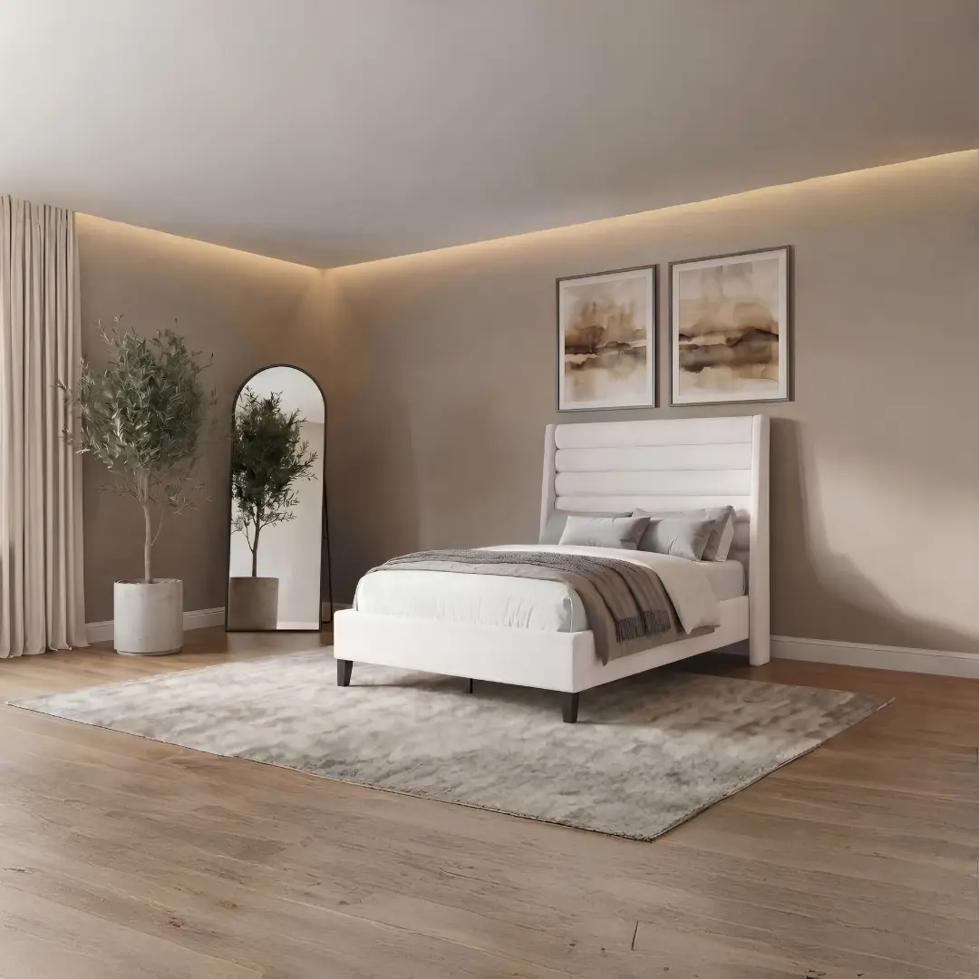 Leslie Contemporary Beige Tufted Bed By Coaster Furniture | Mobilia Cleopatra 3 Beige Tufted Bed
