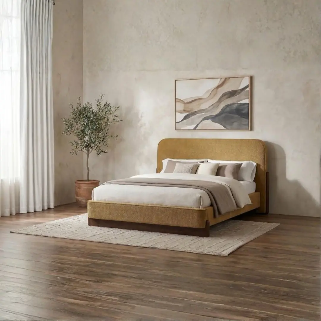 Baldacci Upholstered Walnut Platform Bed By Coaster Furniture | Mobilia Cleopatra 3 Walnut Platform Bed