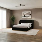Black Wingback Platform Bed