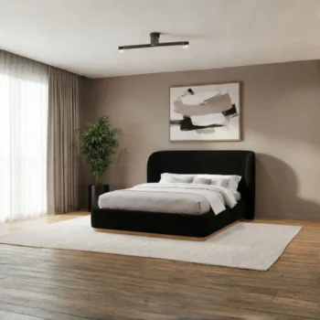 Black Wingback Platform Bed
