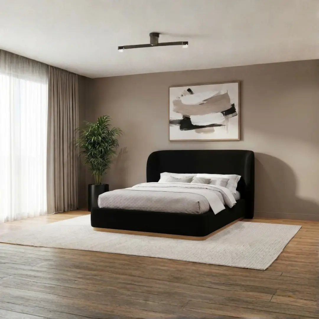 Blaire Black Wingback Platform Bed By Coaster Furniture | Mobilia Cleopatra 3 Black Wingback Platform Bed
